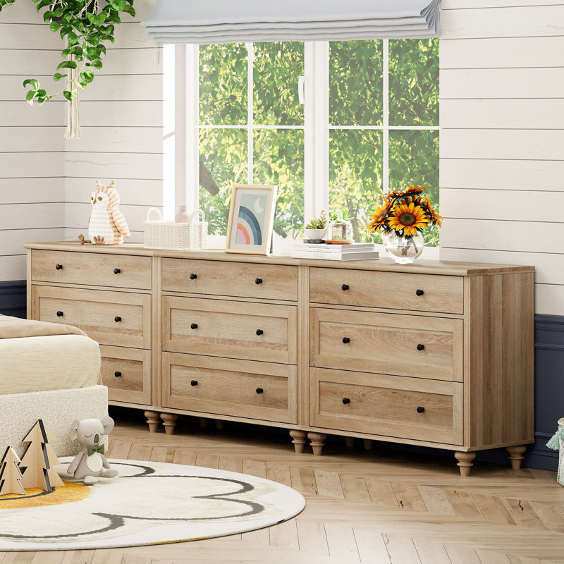 Kids Dressers With Wide Chest Of Drawers Baby Dresser For Bedroom With 9 Drawers Small Dressers For Nursery Hallway Living Room Beige